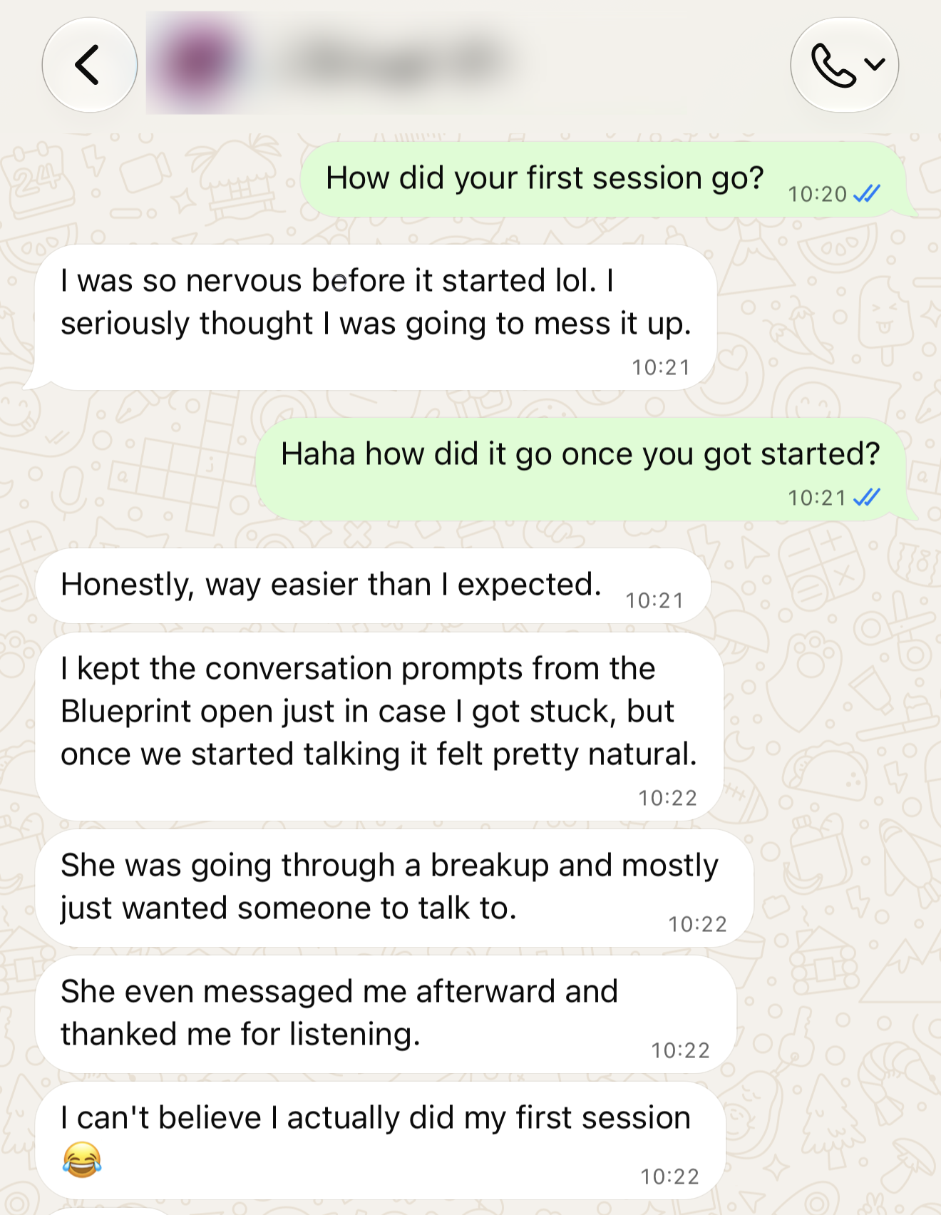 Private student feedback about completing a first listening session